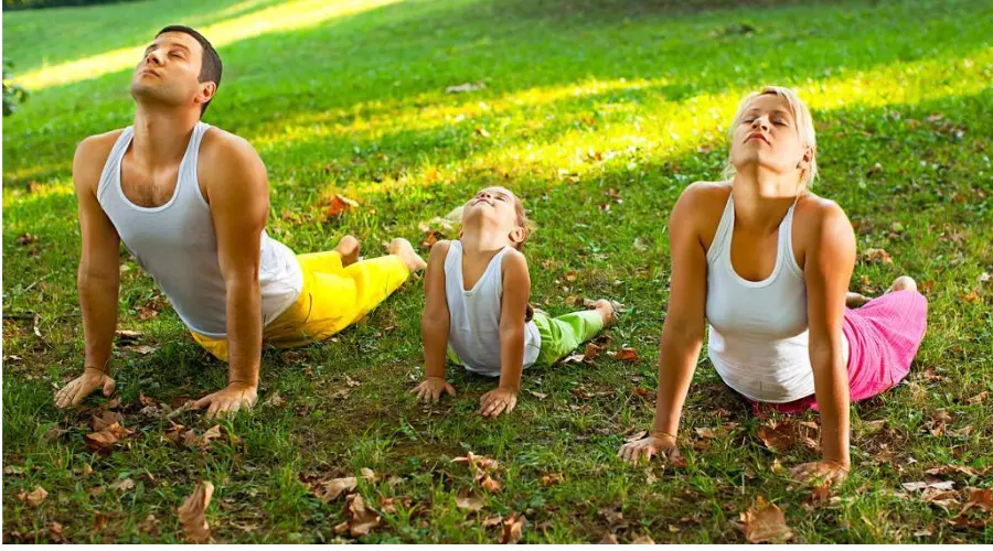 Family Yoga Poses in the Garden