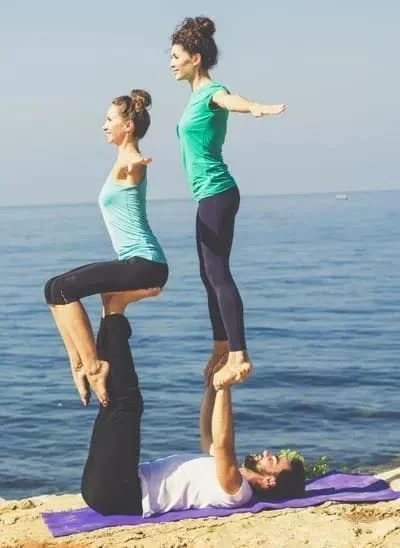 Trio Flying Mountain Yoga Pose