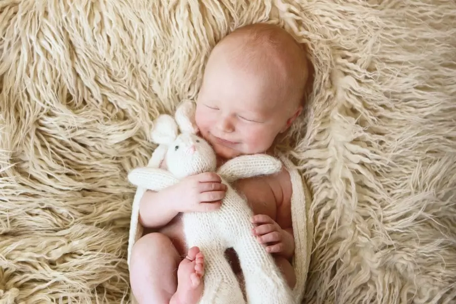 Newborn Baby With A Cuddly Toy