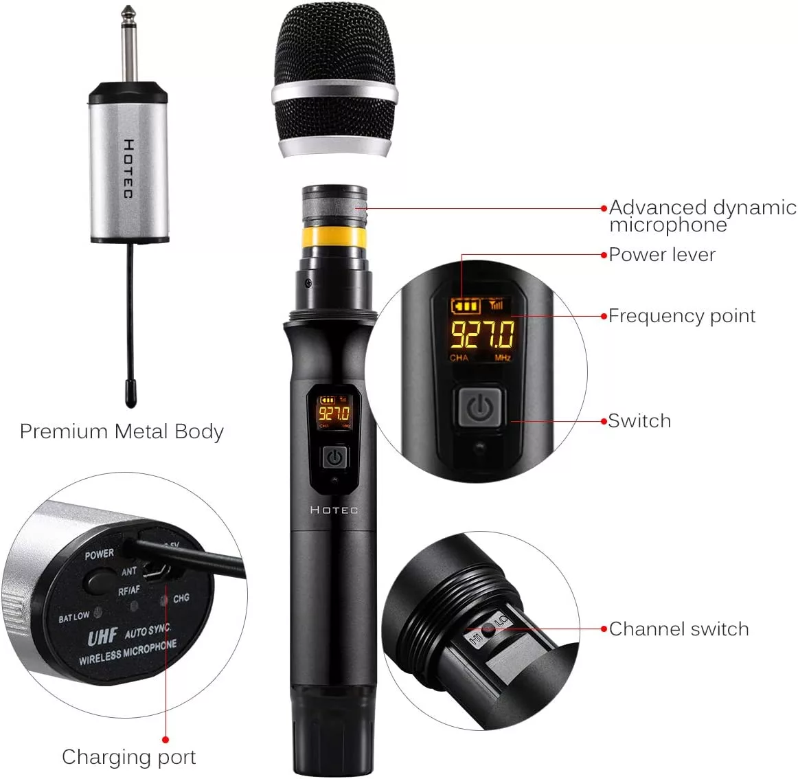 Hotec Wireless Handheld Microphone System