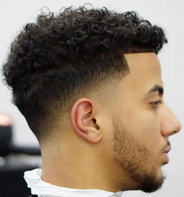 Low Taper Fade with Curly Top