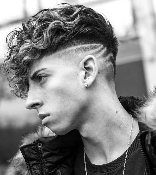 Curly Undercut with Design