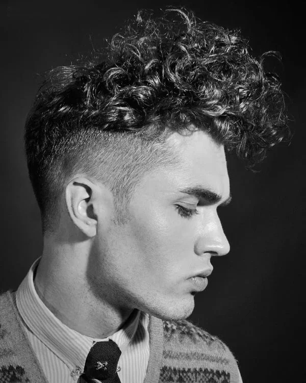Curly Undercut with Wavy Top