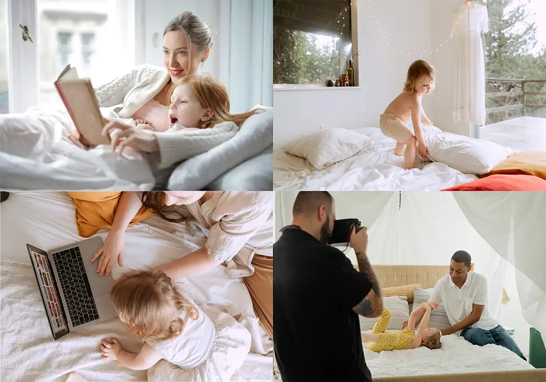 Kids in Bed, Creative Photoshoot Ideas at Home