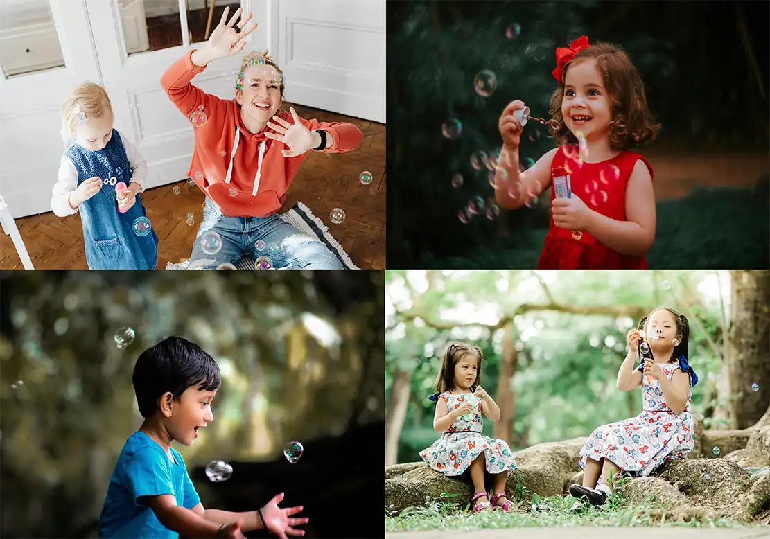 Kids Playing with Bubbles