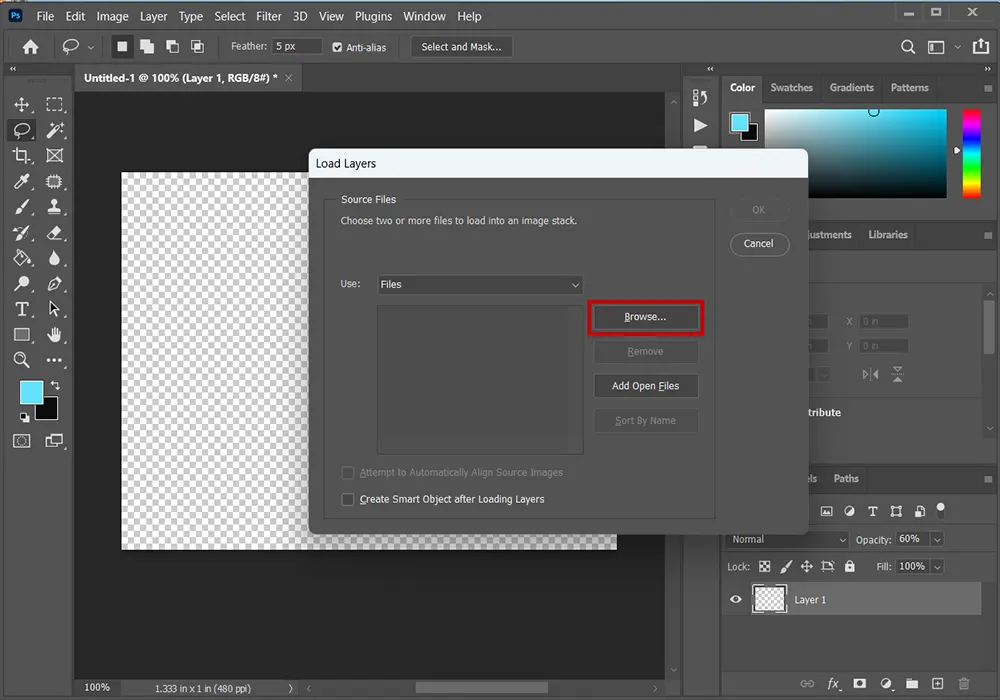 Load Layers in Photoshop