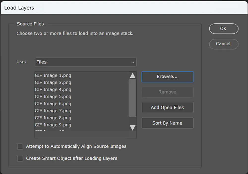 Load Layers, How to Make A GIF in Photoshop