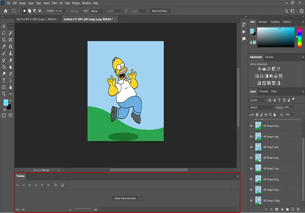 Create Animation, Animated GIF in Photoshop