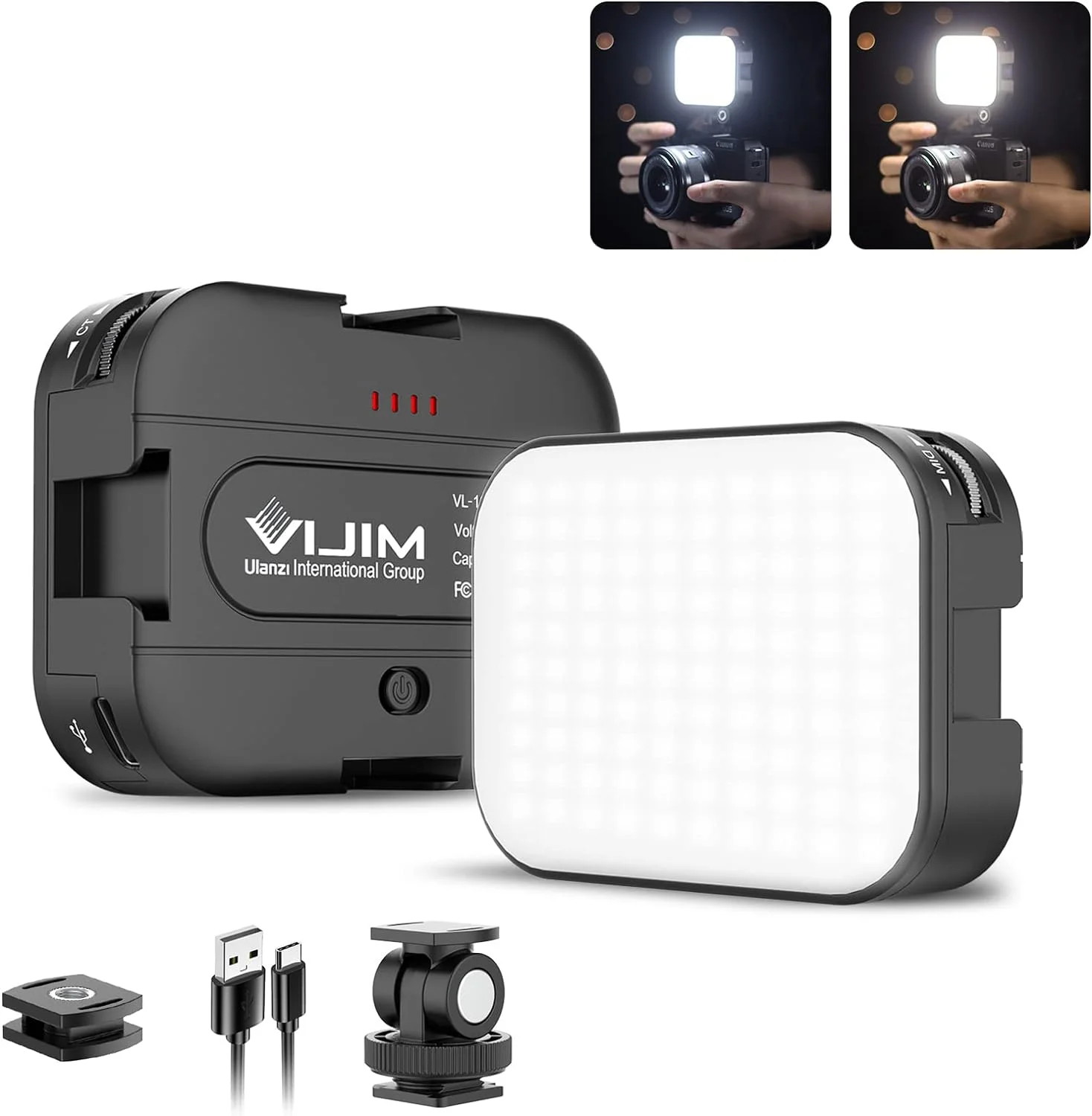 VIJIM VL100C Bi-Color LED Video Light, Action Camera Flashlight